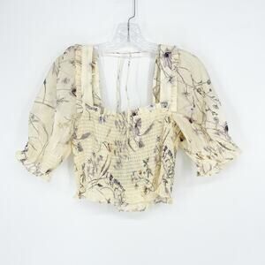 H&M Smocked Floral Top Size Medium